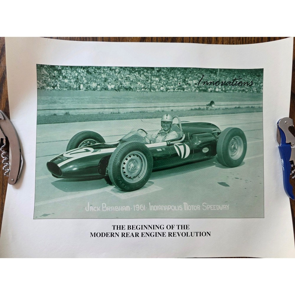 Jack Brabham 1961 Indy 500 Cooper Climax Poster Rear Engine Revolution 13x18